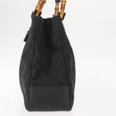 GUCCI GG Canvas Bamboo Tote Bag Black Silver Auth 151015-5