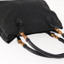 GUCCI GG Canvas Bamboo Tote Bag Black Silver Auth 151015-6