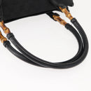 GUCCI GG Canvas Bamboo Tote Bag Black Silver Auth 151015-7