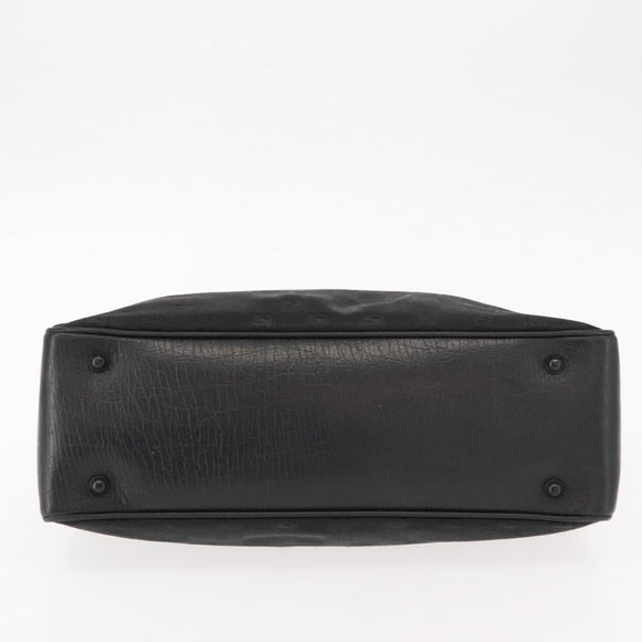 GUCCI GG Canvas Bamboo Tote Bag Black Silver Auth 151015