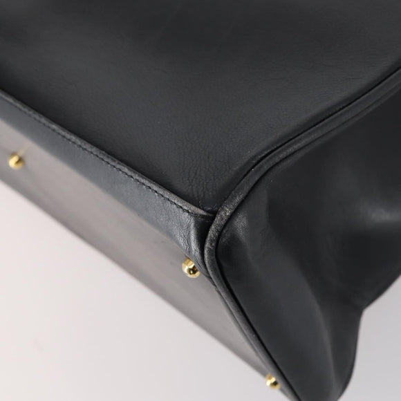 GUCCI Bamboo Hand Bag Leather Black Gold 002 123 0322 Auth 151016