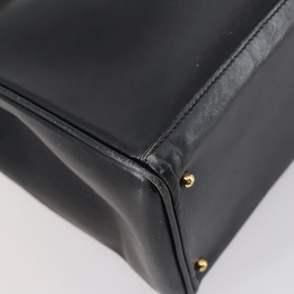 GUCCI Bamboo Hand Bag Leather Black Gold 002 123 0322 Auth 151016