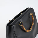 GUCCI Bamboo Hand Bag Leather Black Gold 002 123 0322 Auth 151016-6