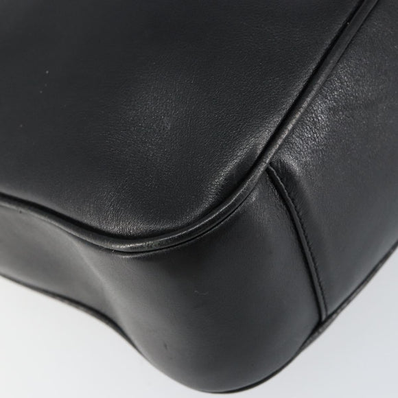 GUCCI Bamboo Shoulder Bag Leather 2way Black Gold 001 0166 1638 Auth 151017