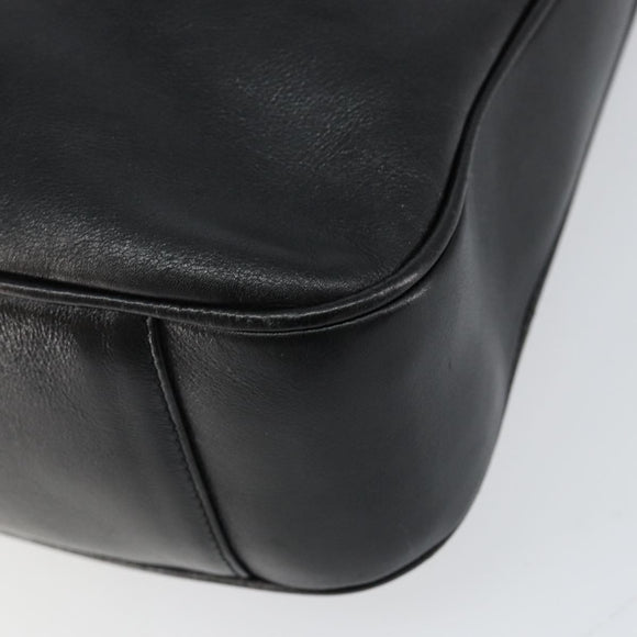 GUCCI Bamboo Shoulder Bag Leather 2way Black Gold 001 0166 1638 Auth 151017