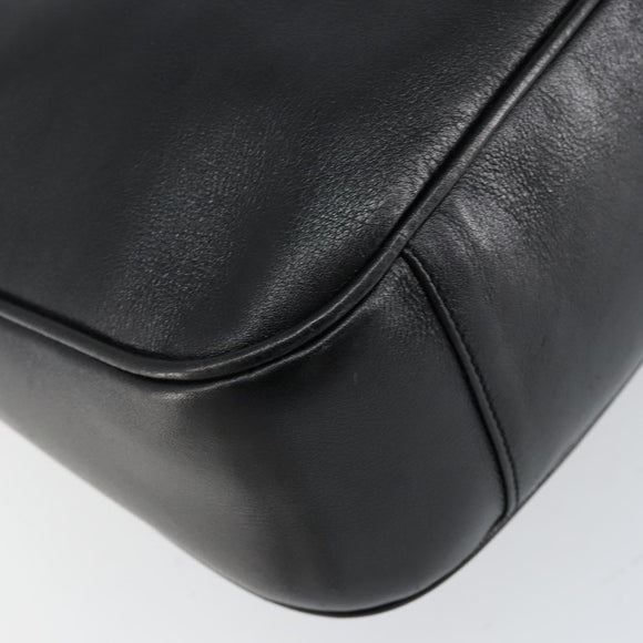 GUCCI Bamboo Shoulder Bag Leather 2way Black Gold 001 0166 1638 Auth 151017