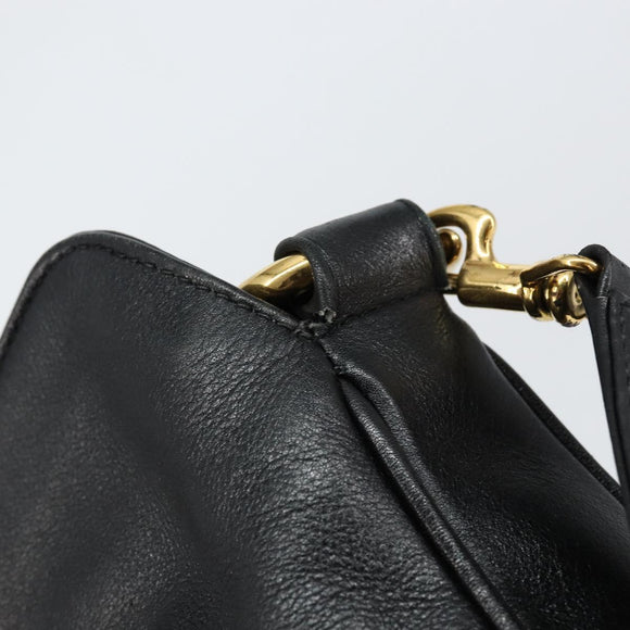 GUCCI Bamboo Shoulder Bag Leather 2way Black Gold 001 0166 1638 Auth 151017
