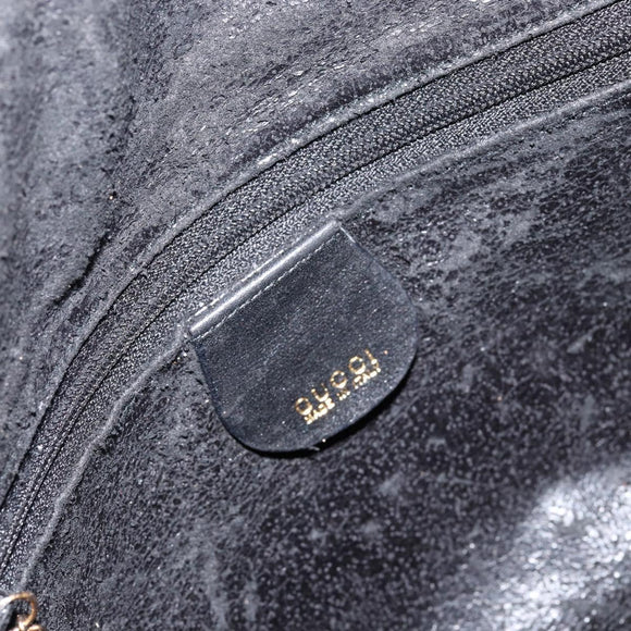 GUCCI Bamboo Shoulder Bag Leather 2way Black Gold 001 0166 1638 Auth 151017