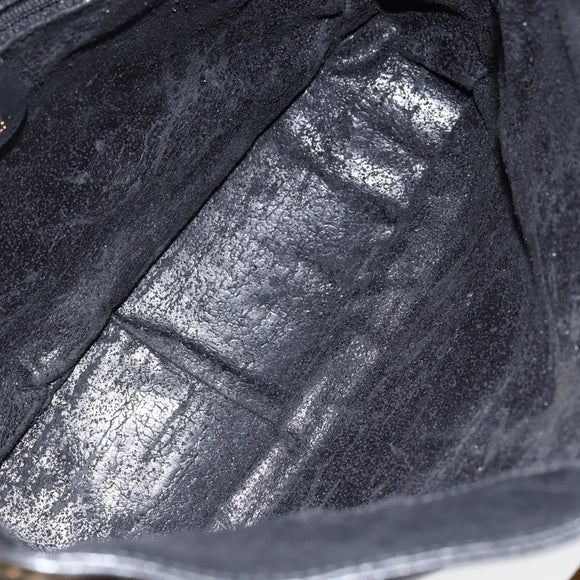 GUCCI Bamboo Shoulder Bag Leather 2way Black Gold 001 0166 1638 Auth 151017