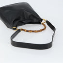 GUCCI Bamboo Shoulder Bag Leather 2way Black Gold 001 0166 1638 Auth 151017-8