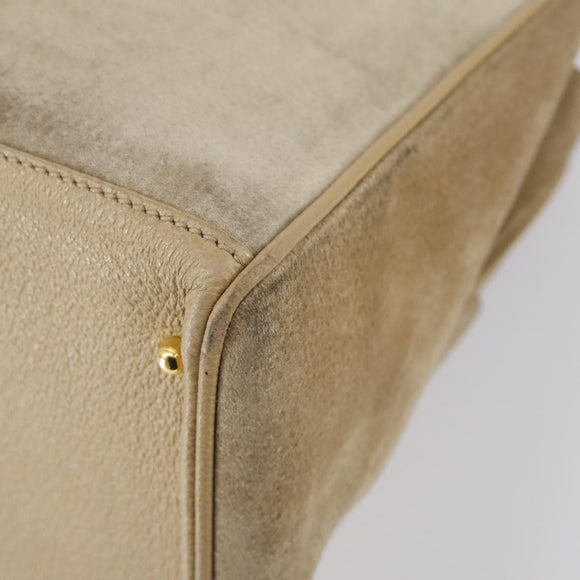 GUCCI Bamboo Hand Bag Suede 2way Beige Gold 002 123 0322 Auth 151018