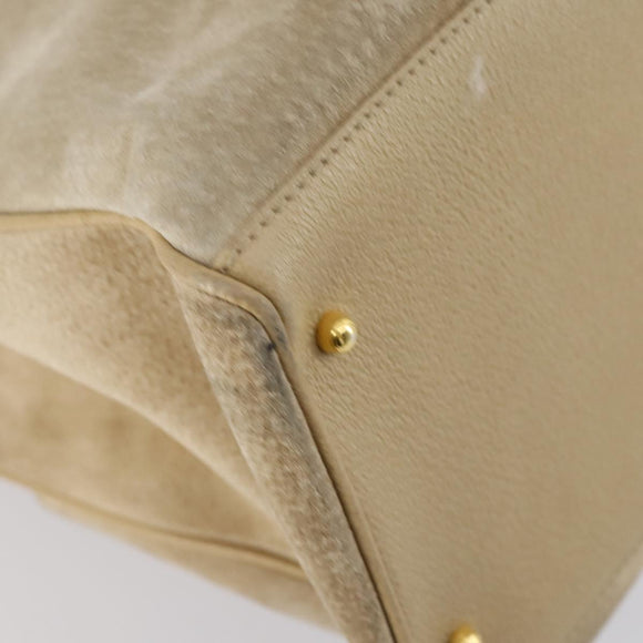 GUCCI Bamboo Hand Bag Suede 2way Beige Gold 002 123 0322 Auth 151018