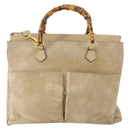 GUCCI Bamboo Hand Bag Suede 2way Beige Gold 002 123 0322 Auth 151018-13