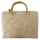 GUCCI Bamboo Hand Bag Suede 2way Beige Gold 002 123 0322 Auth 151018-2