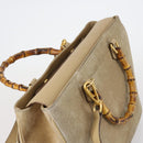 GUCCI Bamboo Hand Bag Suede 2way Beige Gold 002 123 0322 Auth 151018-6