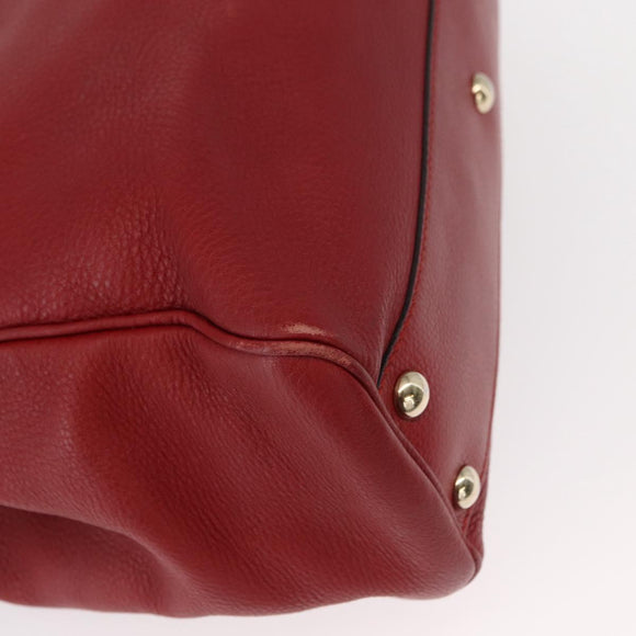 GUCCI Bamboo Hand Bag Leather 2way Red Gold 336032 Auth 151019