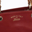 GUCCI Bamboo Hand Bag Leather 2way Red Gold 336032 Auth 151019-16