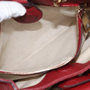 GUCCI Bamboo Hand Bag Leather 2way Red Gold 336032 Auth 151019-25