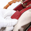 GUCCI Bamboo Hand Bag Leather 2way Red Gold 336032 Auth 151019-26