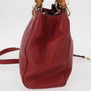 GUCCI Bamboo Hand Bag Leather 2way Red Gold 336032 Auth 151019-5