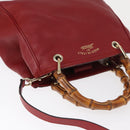 GUCCI Bamboo Hand Bag Leather 2way Red Gold 336032 Auth 151019-6