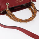 GUCCI Bamboo Hand Bag Leather 2way Red Gold 336032 Auth 151019-7