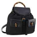 GUCCI Bamboo Backpack Nylon Leather Black Gold 003 58 0016 Auth 151020-1