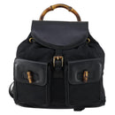 GUCCI Bamboo Backpack Nylon Leather Black Gold 003 58 0016 Auth 151020-13