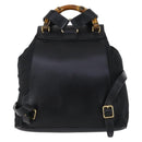 GUCCI Bamboo Backpack Nylon Leather Black Gold 003 58 0016 Auth 151020-2