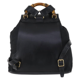 GUCCI Bamboo Backpack Nylon Leather Black Gold 003 58 0016 Auth 151020 - 0