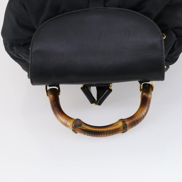 GUCCI Bamboo Backpack Nylon Leather Black Gold 003 58 0016 Auth 151020