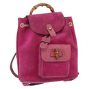 GUCCI Bamboo Backpack Suede Pink Gold 003 2058 0030 Auth 151021-1