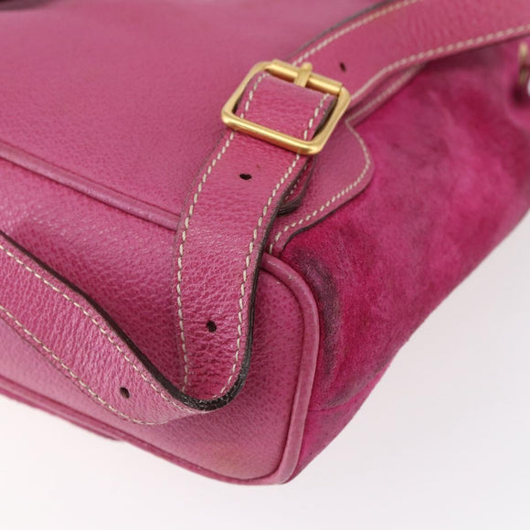 GUCCI Bamboo Backpack Suede Pink Gold 003 2058 0030 Auth 151021