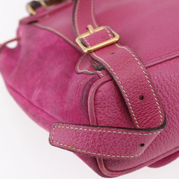 GUCCI Bamboo Backpack Suede Pink Gold 003 2058 0030 Auth 151021