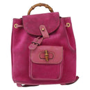 GUCCI Bamboo Backpack Suede Pink Gold 003 2058 0030 Auth 151021-13