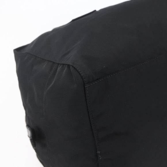 PRADA Hand Bag Nylon Leather Black Silver Auth 151023