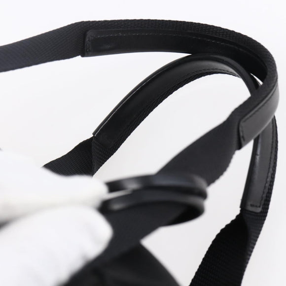 PRADA Hand Bag Nylon Leather Black Silver Auth 151023