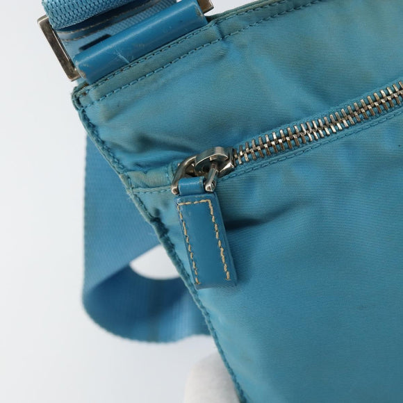 PRADA Shoulder Bag Nylon Light Blue Silver Auth 151024