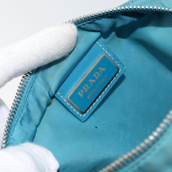 PRADA Shoulder Bag Nylon Light Blue Silver Auth 151024