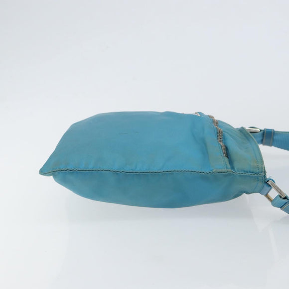 PRADA Shoulder Bag Nylon Light Blue Silver Auth 151024