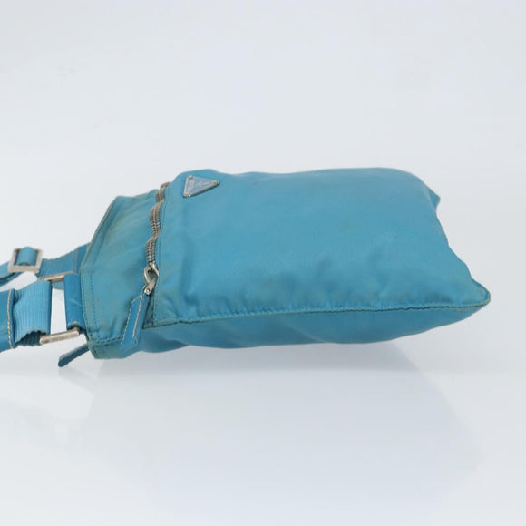 PRADA Shoulder Bag Nylon Light Blue Silver Auth 151024