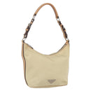 PRADA Shoulder Bag Nylon Beige Silver Auth 151025-1