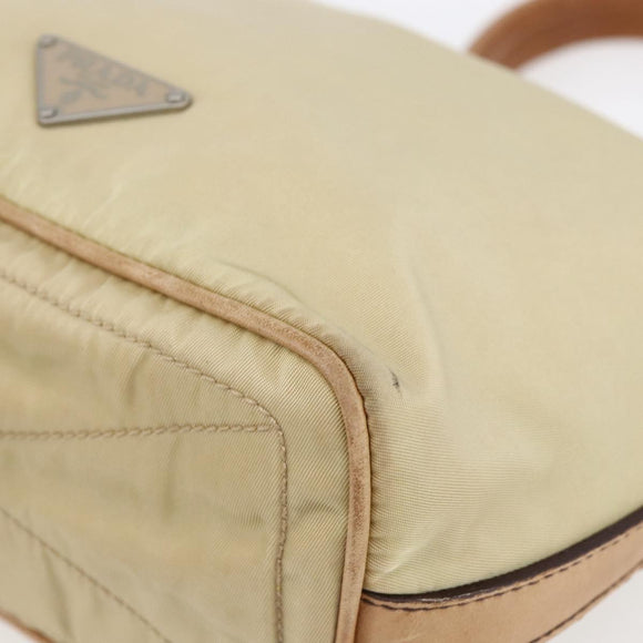 PRADA Shoulder Bag Nylon Beige Silver Auth 151025