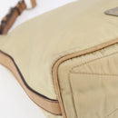 PRADA Shoulder Bag Nylon Beige Silver Auth 151025-14