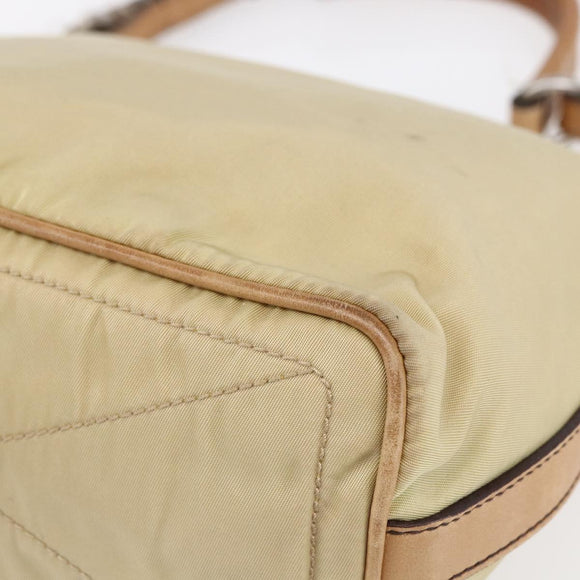 PRADA Shoulder Bag Nylon Beige Silver Auth 151025