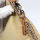 PRADA Shoulder Bag Nylon Beige Silver Auth 151025-18