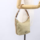 PRADA Shoulder Bag Nylon Beige Silver Auth 151025-24