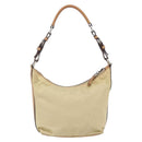 PRADA Shoulder Bag Nylon Beige Silver Auth 151025-2