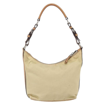 PRADA Shoulder Bag Nylon Beige Silver Auth 151025 - 0