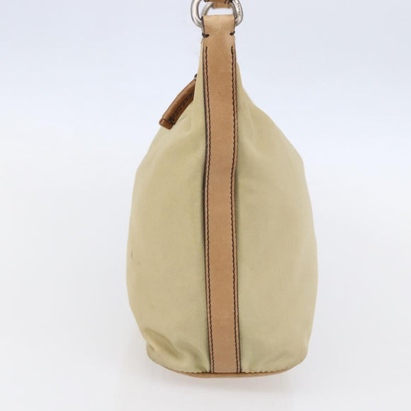 PRADA Shoulder Bag Nylon Beige Silver Auth 151025